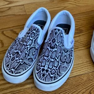 Women’s Vans Python slip on shoe.
